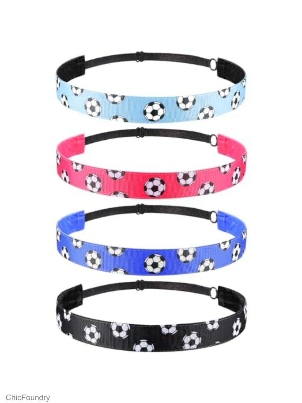 4 Pack Non-Slip Soccer Headbands for Sports, Adjustable Polyester